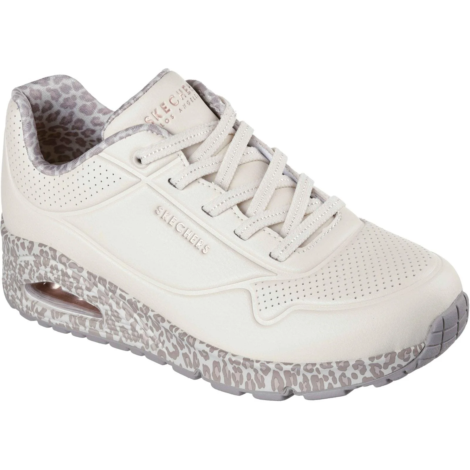 Skechers Womens Uno Safari Time Trainers White/Leopard - Image 5