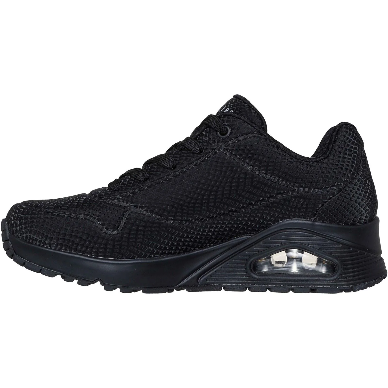 Skechers Womens UNO - Shiny Scale Trainers Black - Image 2