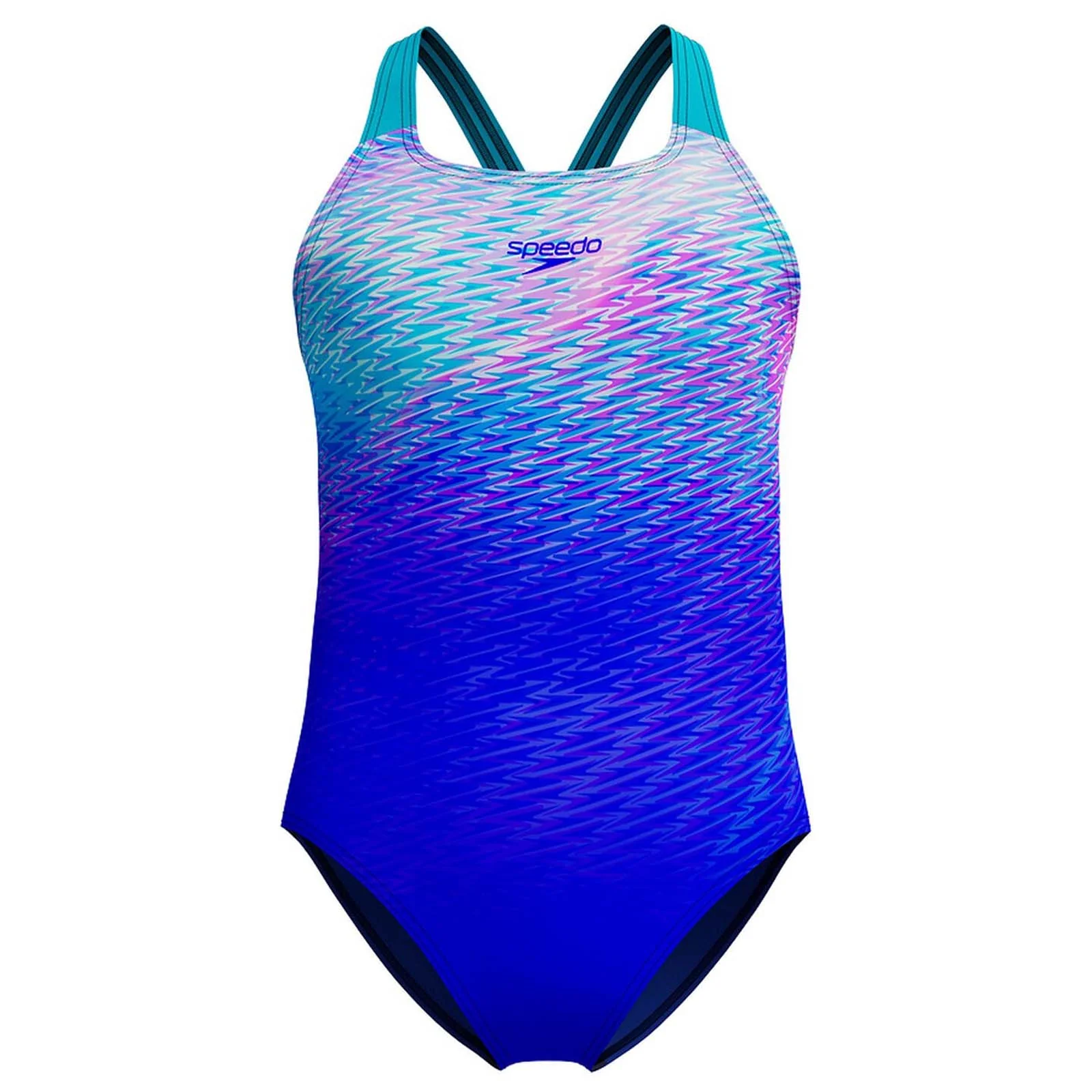 Speedo Girls Print Placement Powerback One Piece Swimsuit