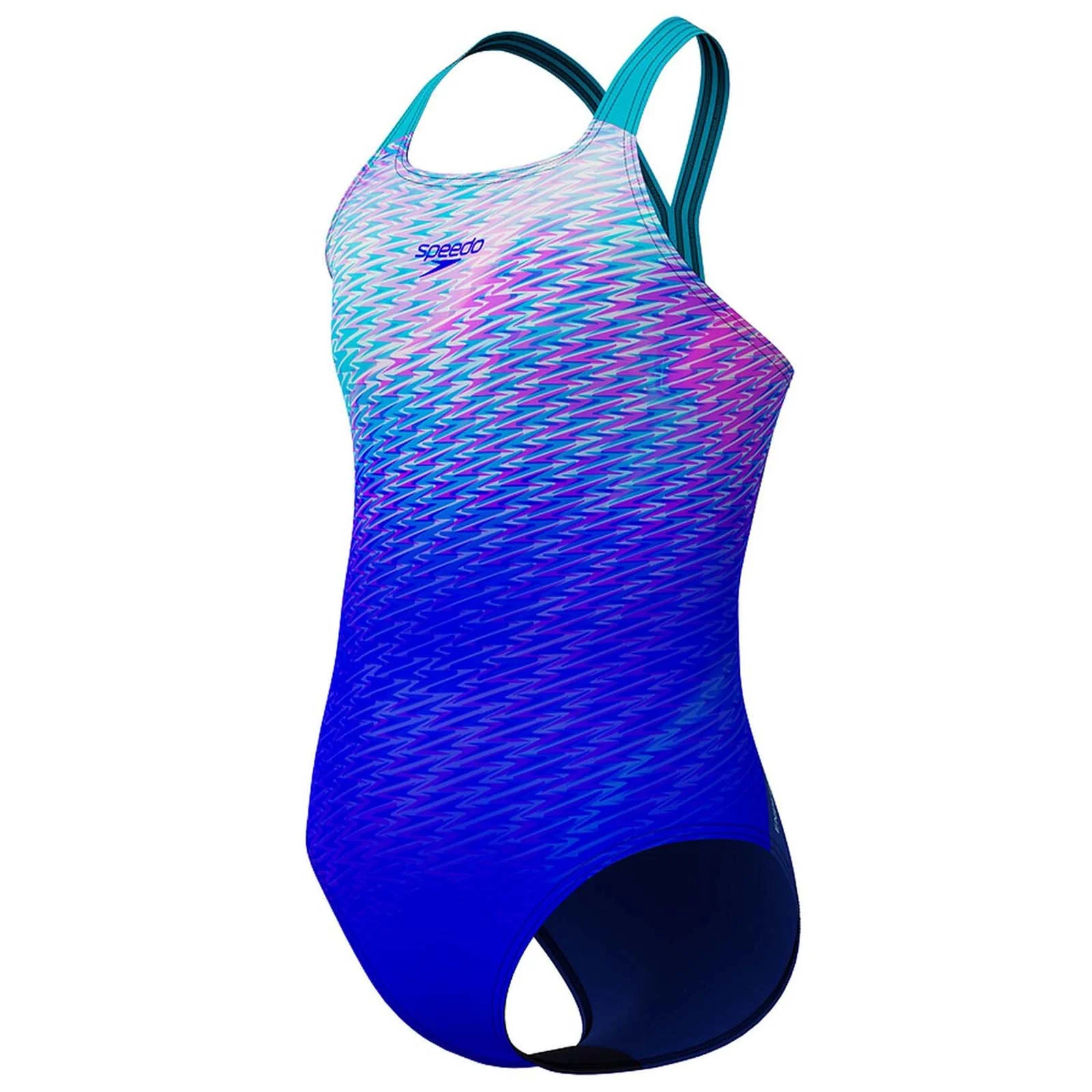 Speedo Girls Print Placement Powerback One Piece Swimsuit - Image 3