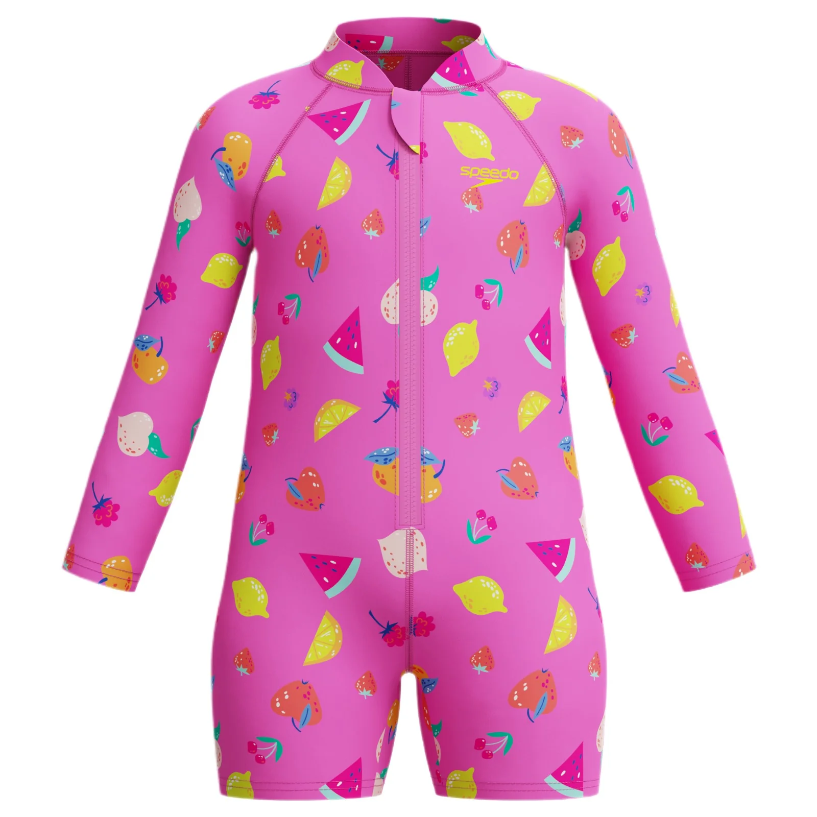 Speedo Junior Long Sleeve Print One Piece Zip Swimsuit