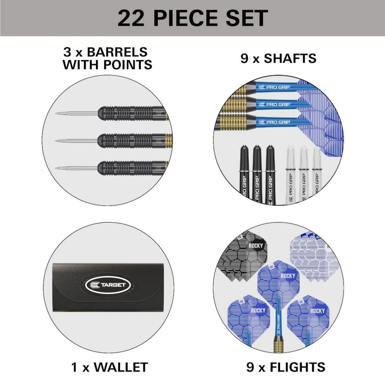 Target Darts Josh Rock 'Rocky' Brass 22G Steel Tip Dart Set - Image 2