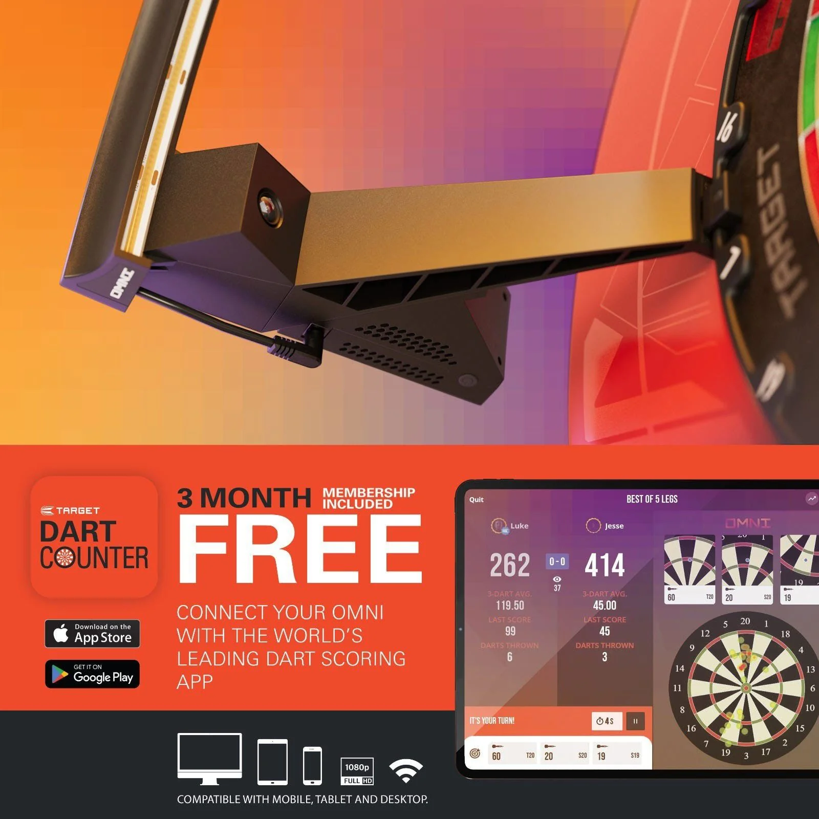 Target Darts Omni Auto Scoring System Dartboard Light Ring - Image 7