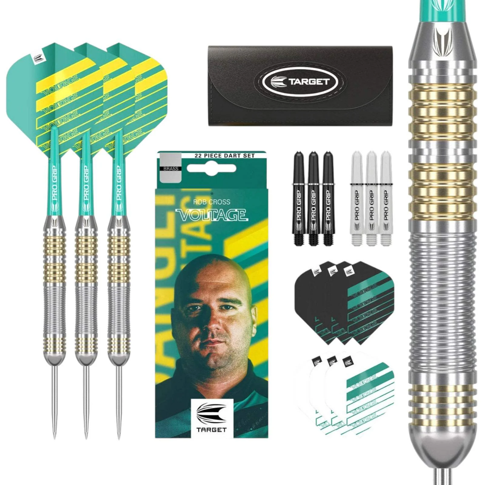 Target Darts Rob Cross 'Voltage' Brass 22G Steel Tip Dart Set