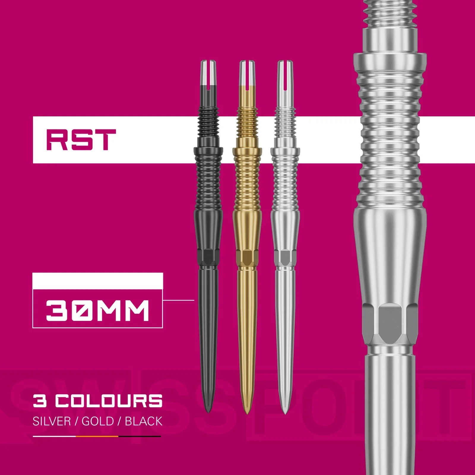 Target Signature Swiss RST Silver Dart Points - 30mm - Image 5