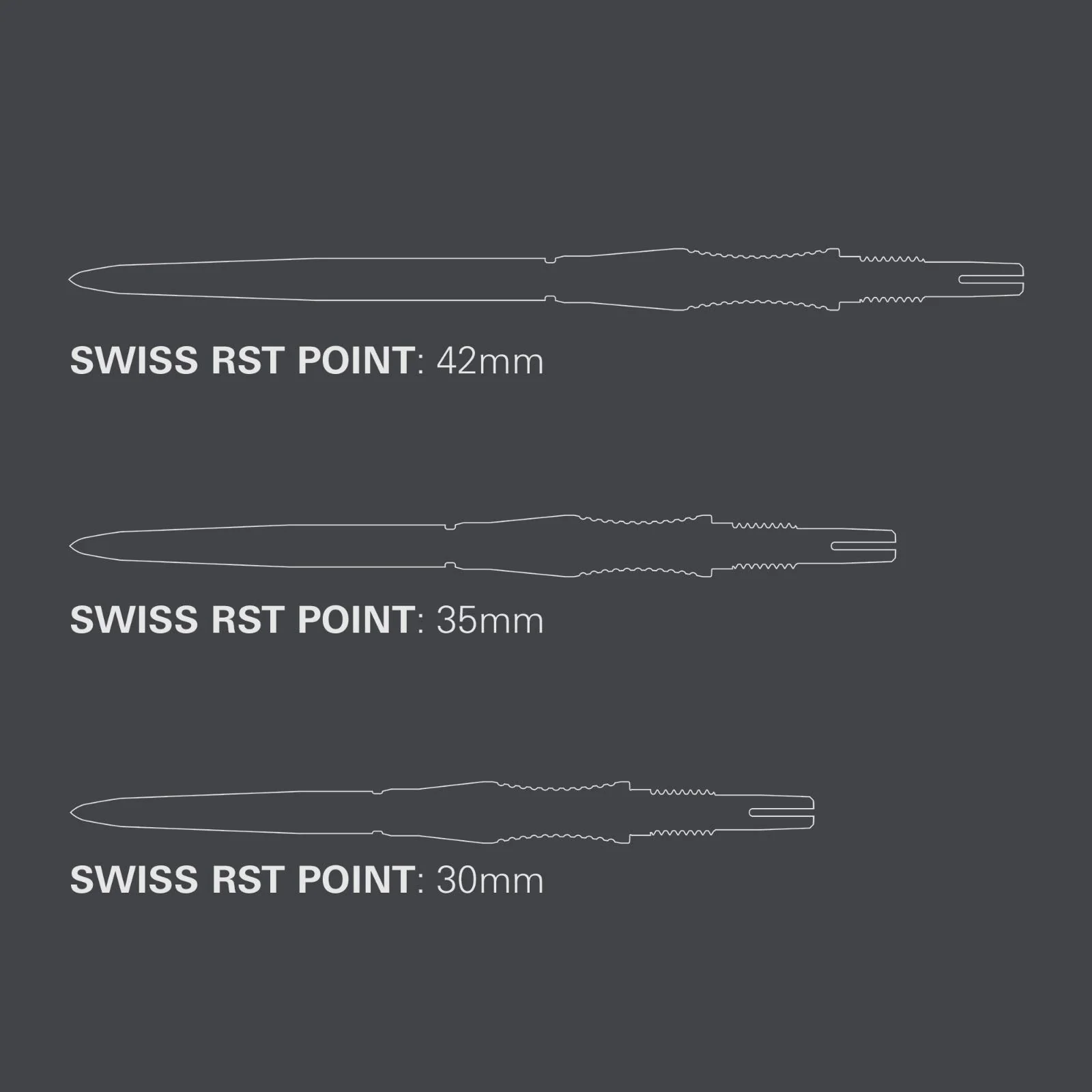 Target Signature Swiss RST Silver Dart Points - 30mm - Image 7