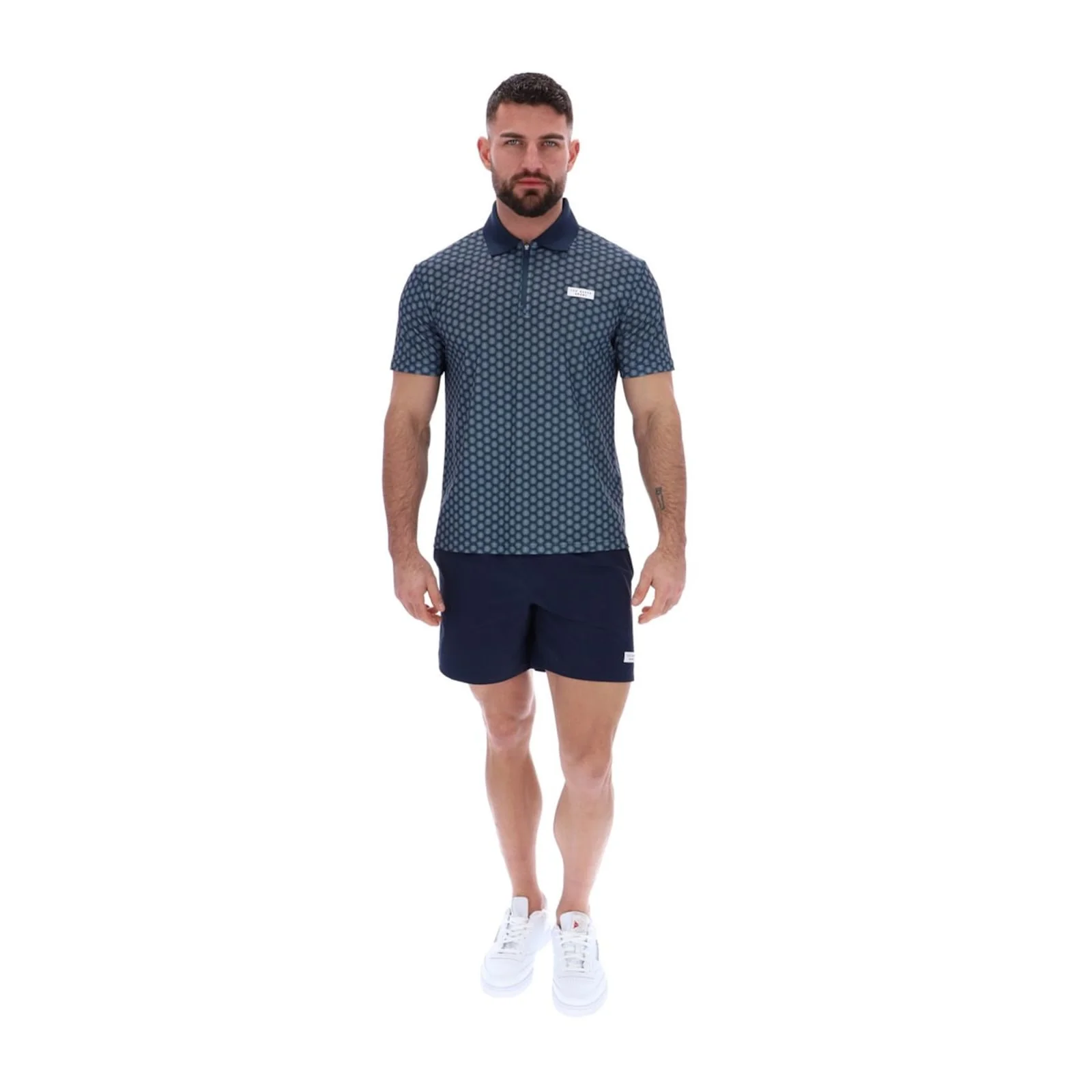 Ted Baker Sport Mens JAYDEN Printed Tennis Polo Shirt Navy - Image 3