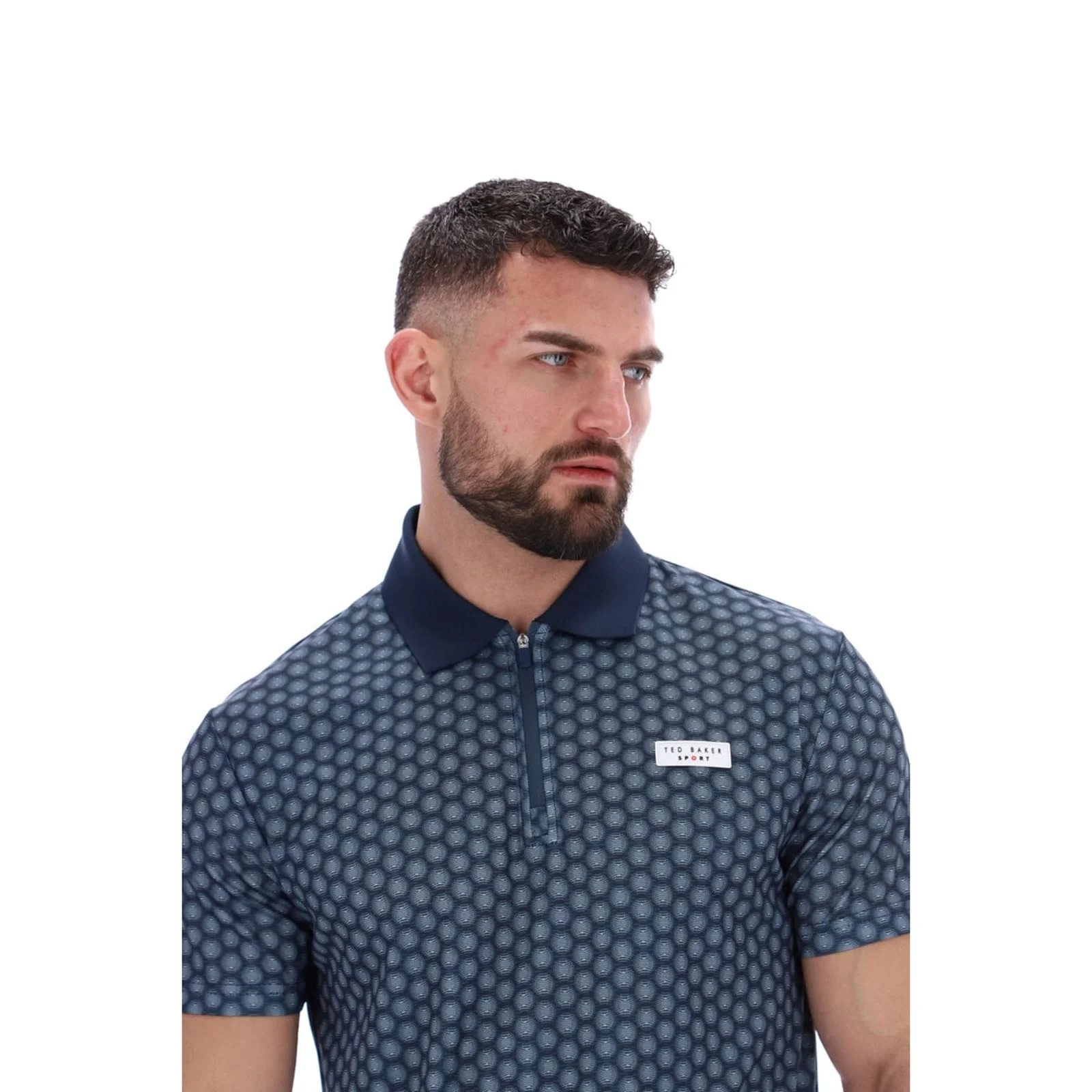 Ted Baker Sport Mens JAYDEN Printed Tennis Polo Shirt Navy - Image 5
