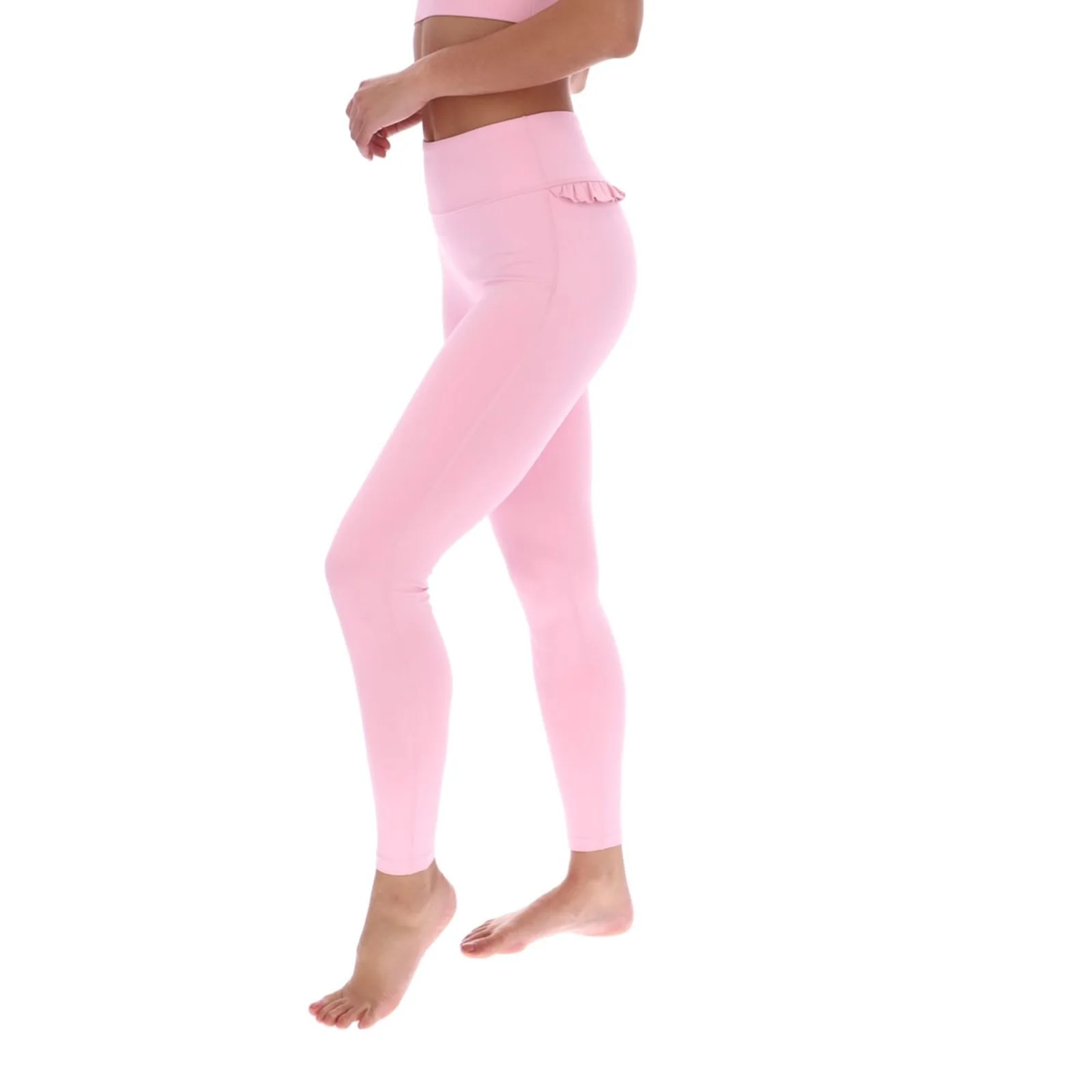Ted Baker Sport Womens AGNES Comfort Ruffle Yoga Leggings Pale Pink - Image 3