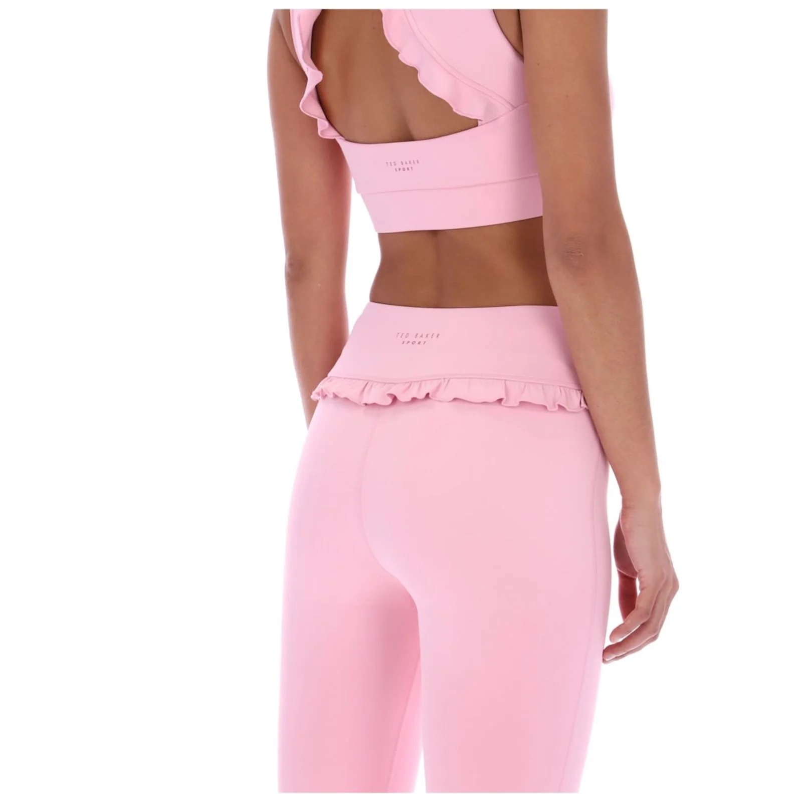 Ted Baker Sport Womens AGNES Comfort Ruffle Yoga Leggings Pale Pink - Image 4