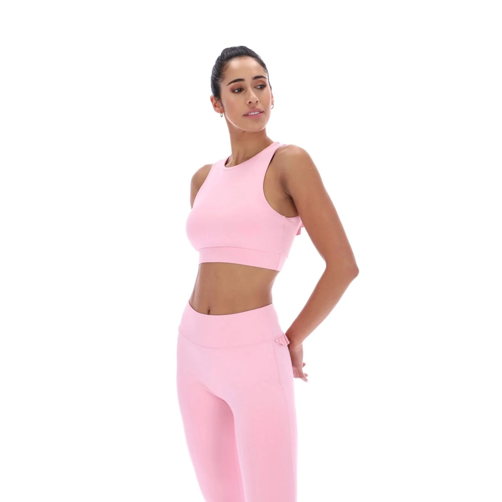 Ted Baker Sport Womens ARIA Ruffle Yoga Bra Pale Pink - Image 4