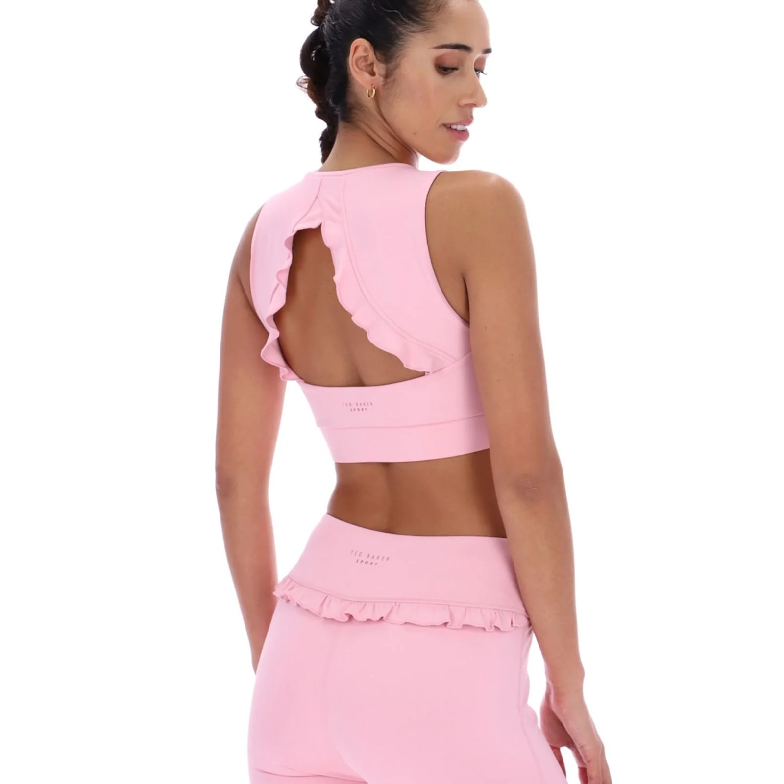 Ted Baker Sport Womens ARIA Ruffle Yoga Bra Pale Pink - Image 5