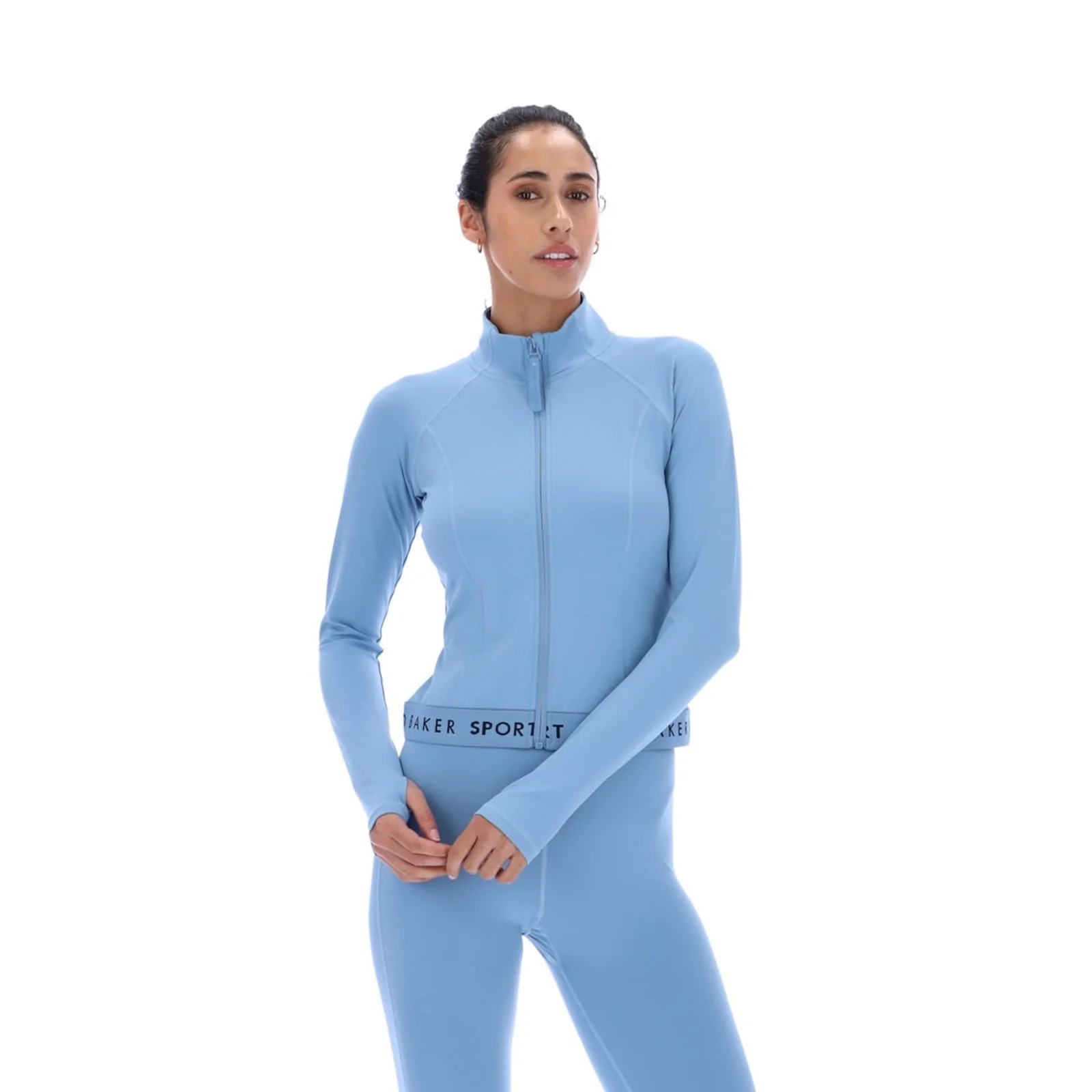 Ted Baker Sport Womens MARIE Essentials Cropped Zip Up Jacket Light Blue