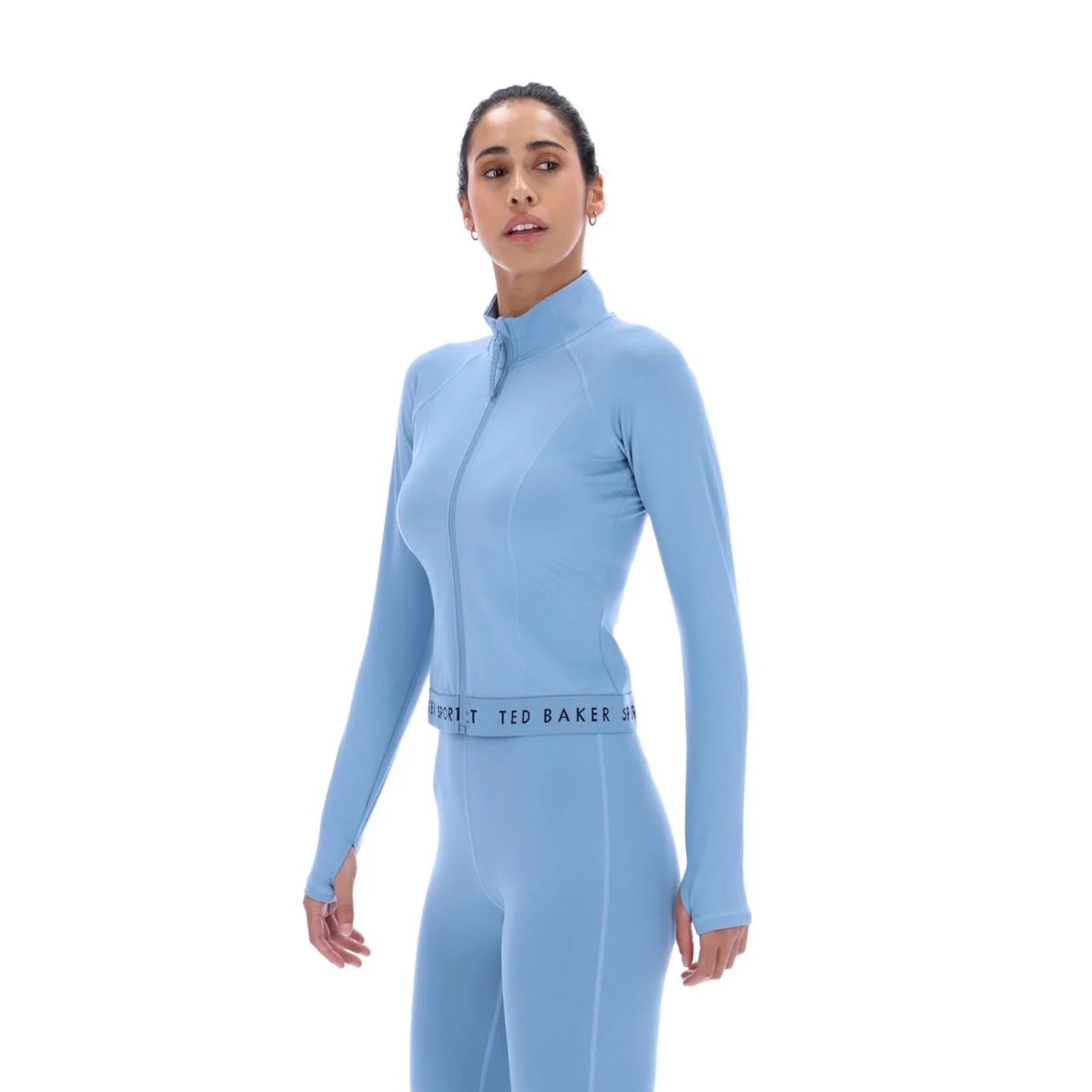 Ted Baker Sport Womens MARIE Essentials Cropped Zip Up Jacket Light Blue - Image 4