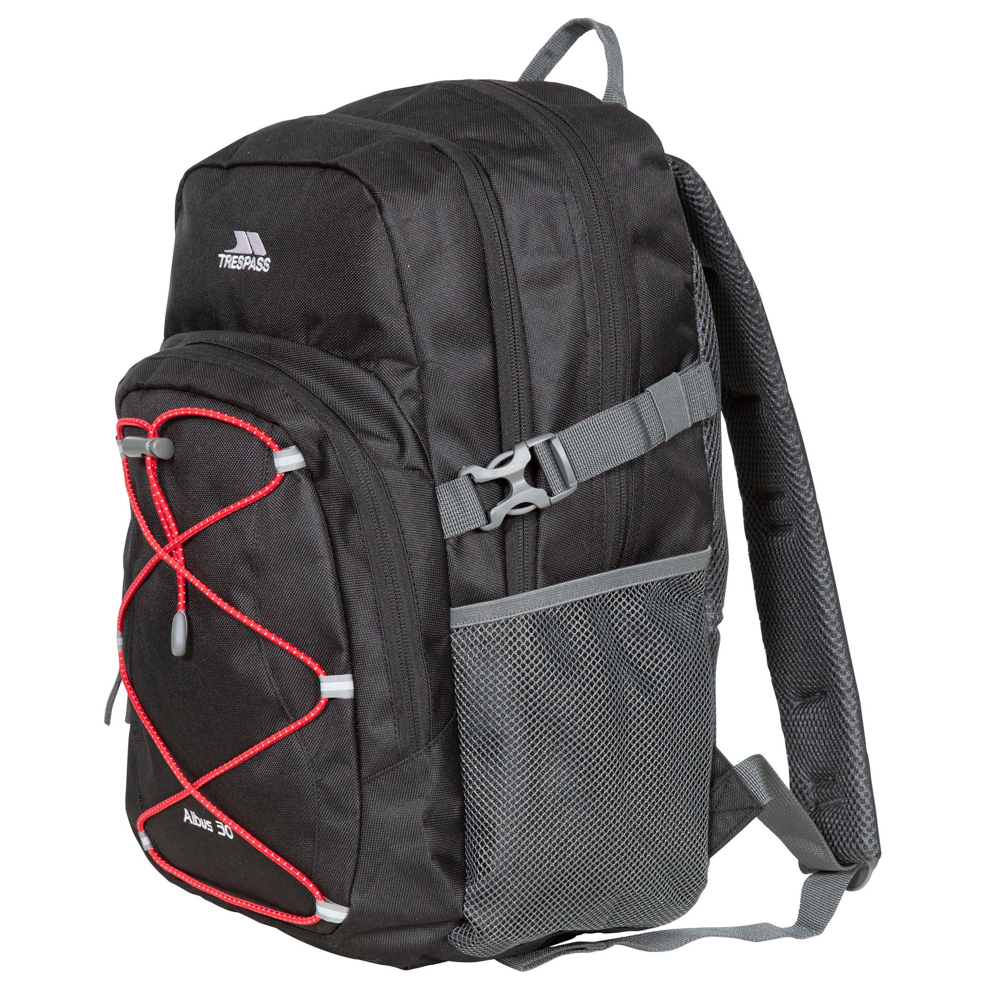 Trespass Albus 30 Litre Casual Rucksack/Backpack Black/Red - Image 2