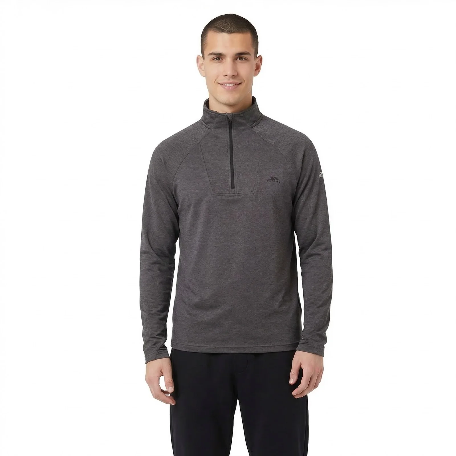 Trespass Mens Valin Long-Sleeved Top Black Marl