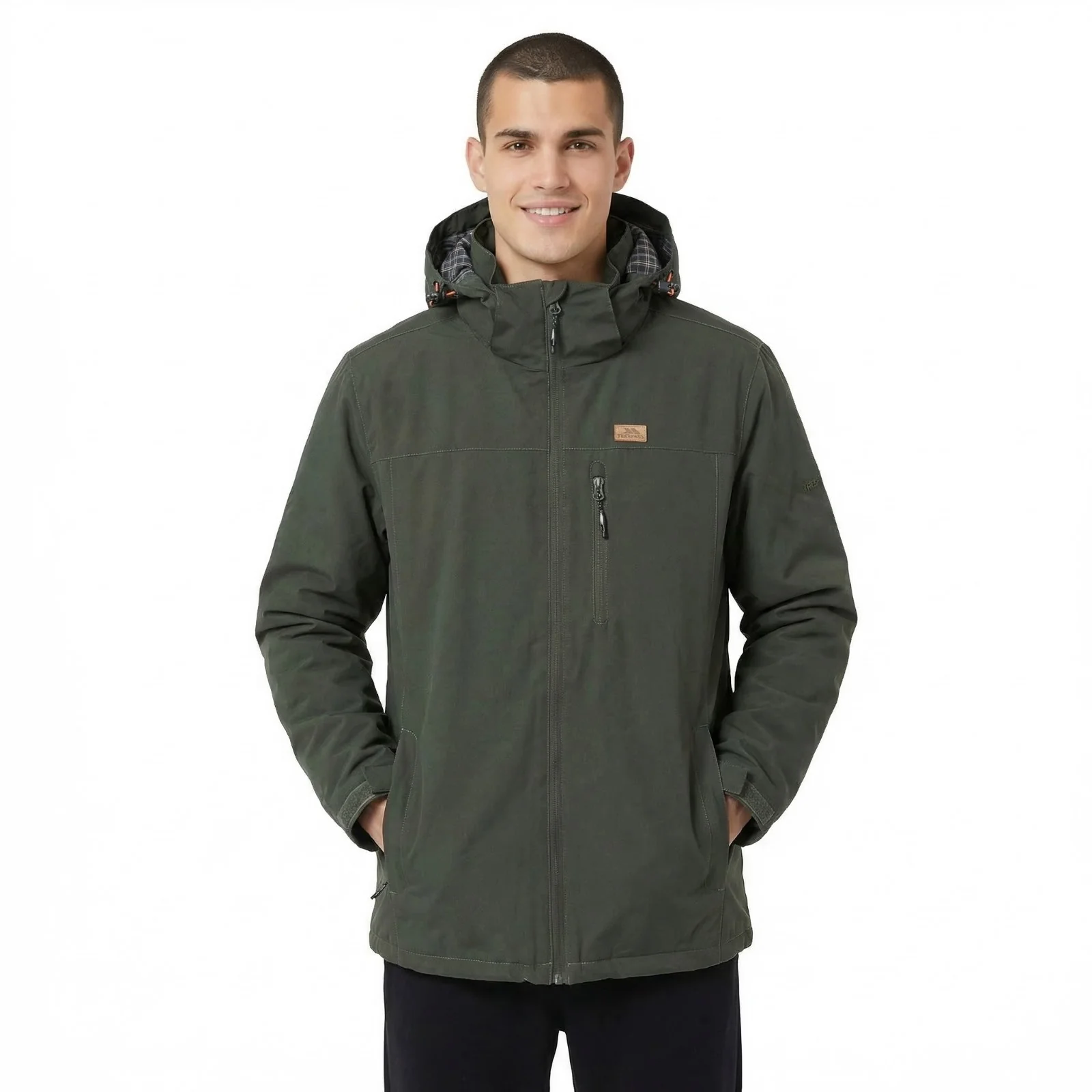 Trespass Mens Weir Waterproof Jacket Olive