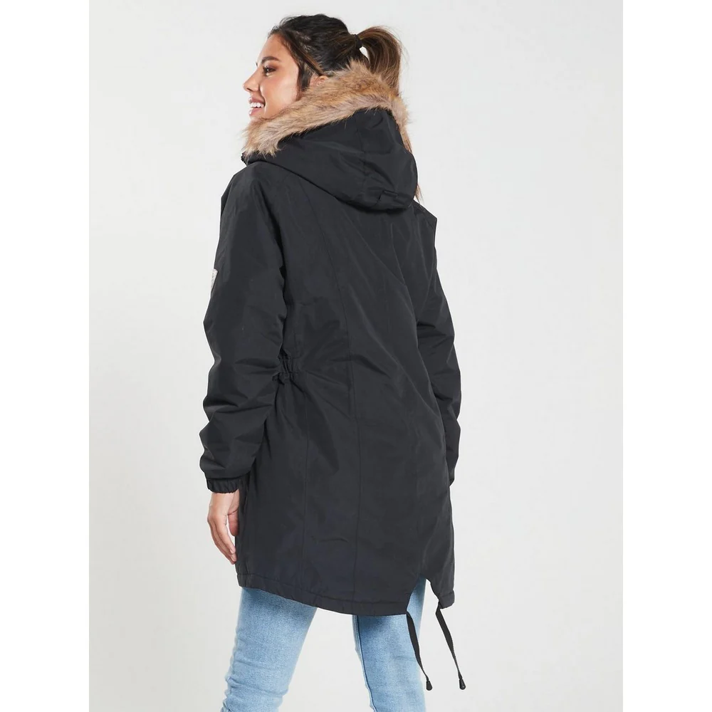 Trespass Womens Celebrity Insulated Longer Length Parka Jacket Black - Image 2