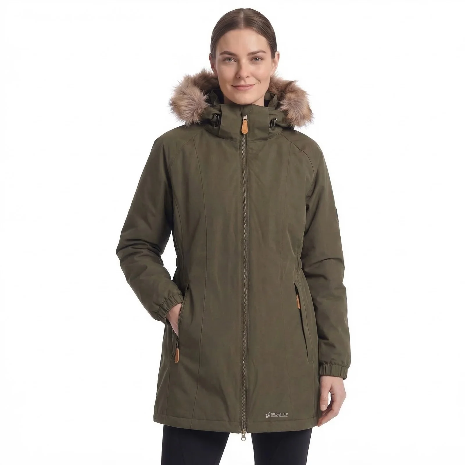 Trespass Womens Celebrity Insulated Longer Length Parka Jacket Dark Vine