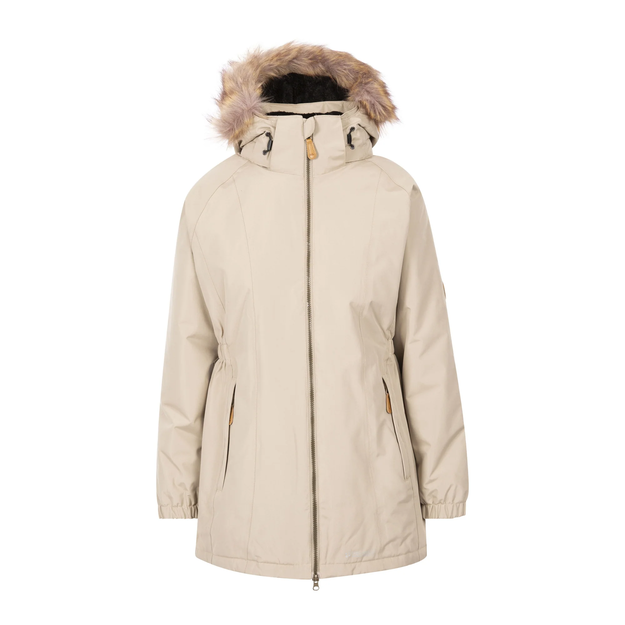 Trespass Womens Celebrity Insulated Longer Length Parka Jacket Oatmilk - Image 3