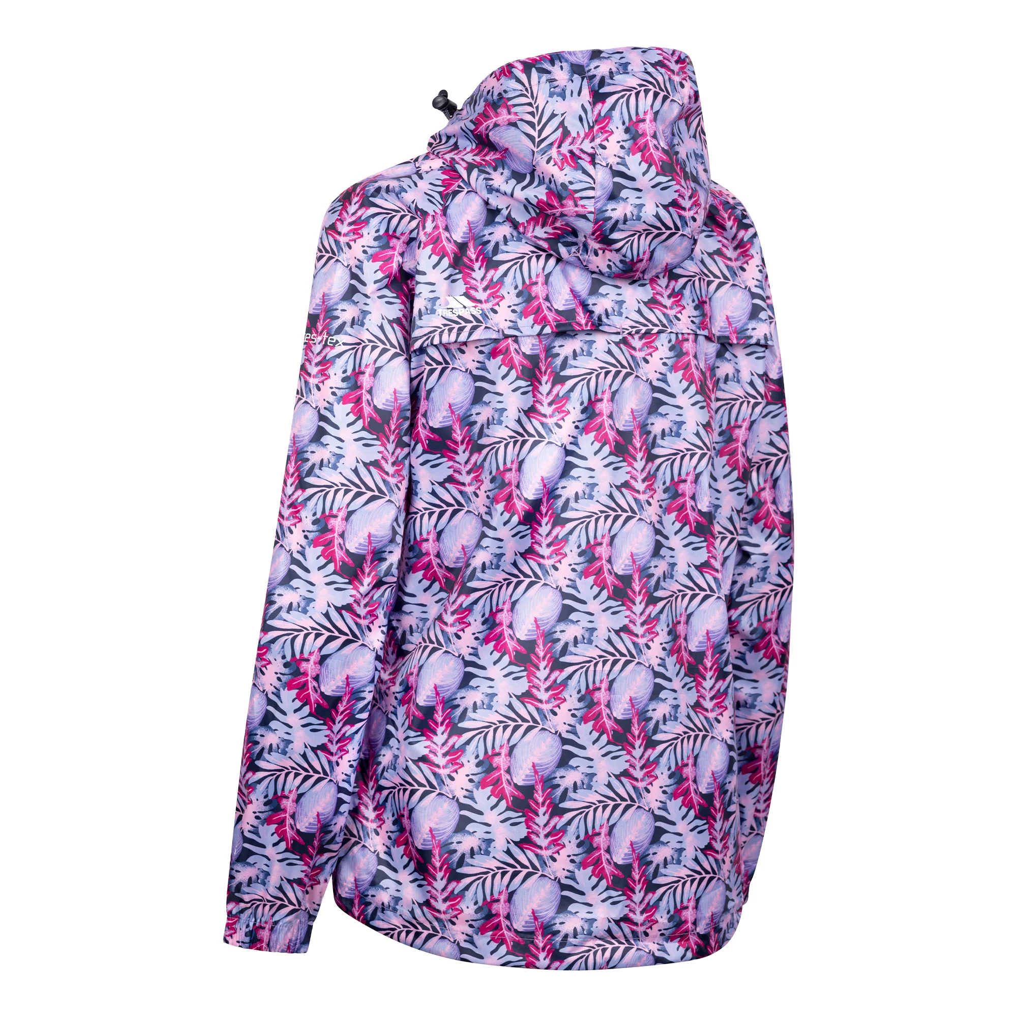 Trespass Womens Indulge Foliage Print Packaway Jacket Pink/Lilac - Image 2