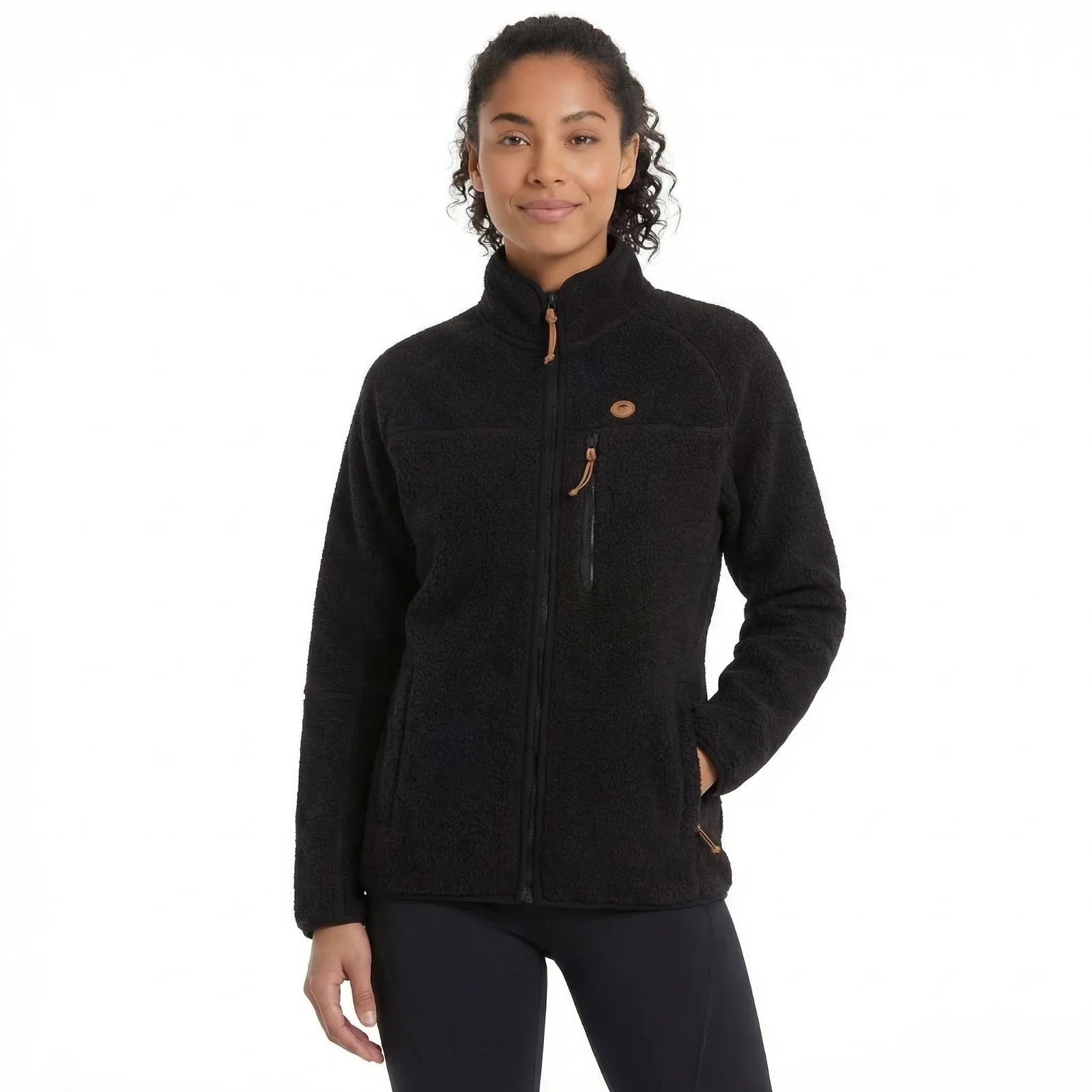 Trespass Womens Quake Leather Trim Fleece Jacket Black