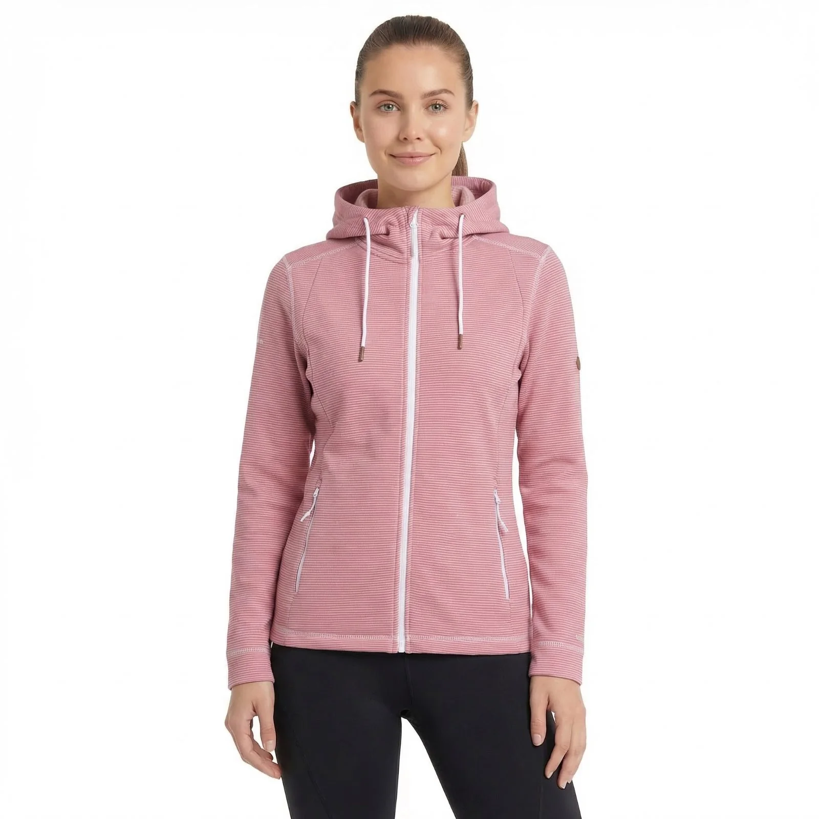 Trespass Womens Rootless Stripe Marl AT200 Fleece Jacket Pink Haze