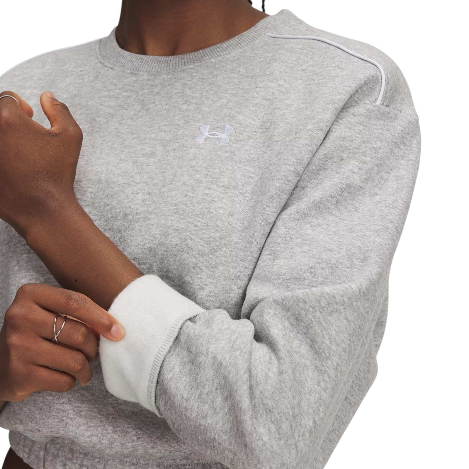 Under Armour Rival Fleece Piped Womens Crew Top - Image 3