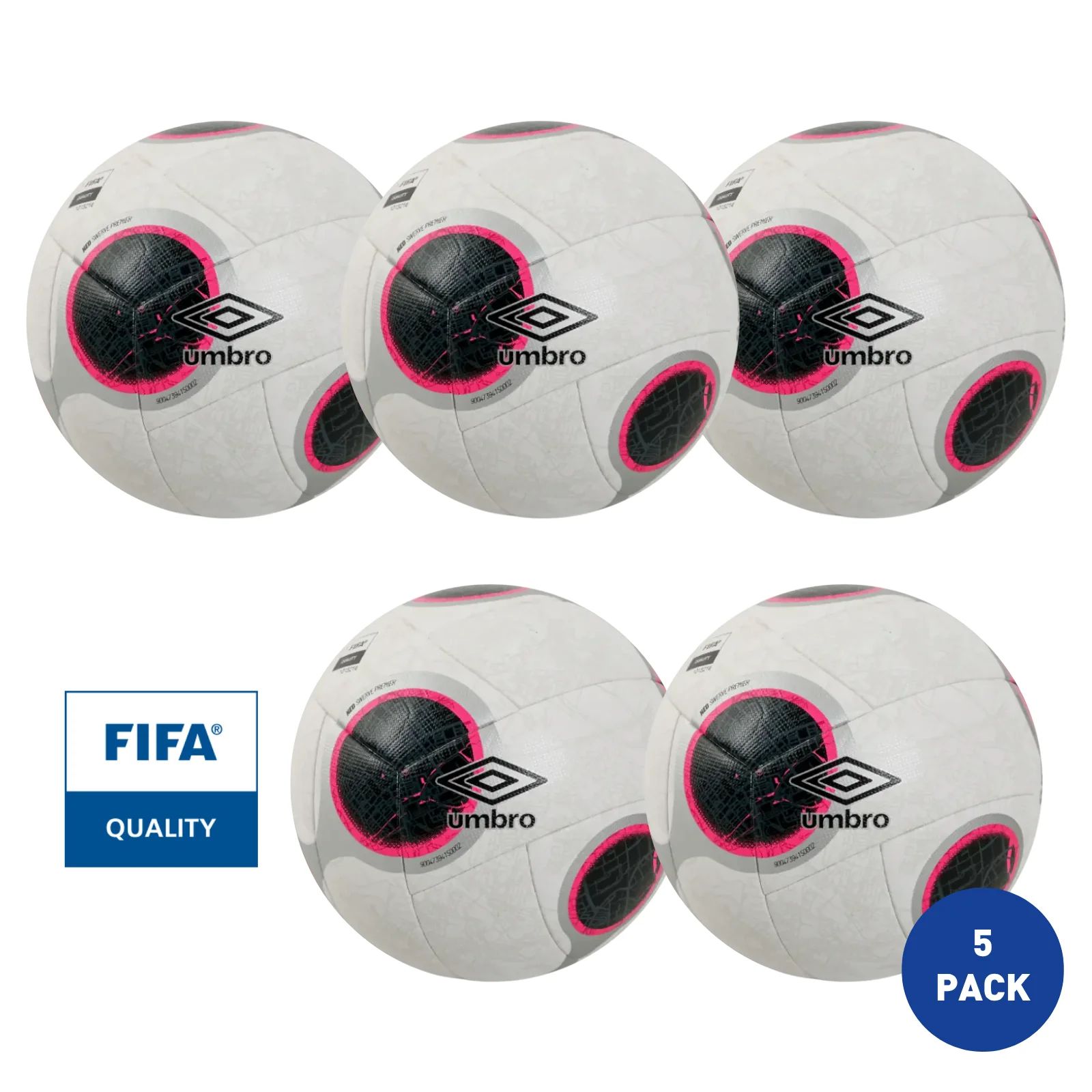 Umbro Neo Swerve Premier FQ White Football - 5 Pack