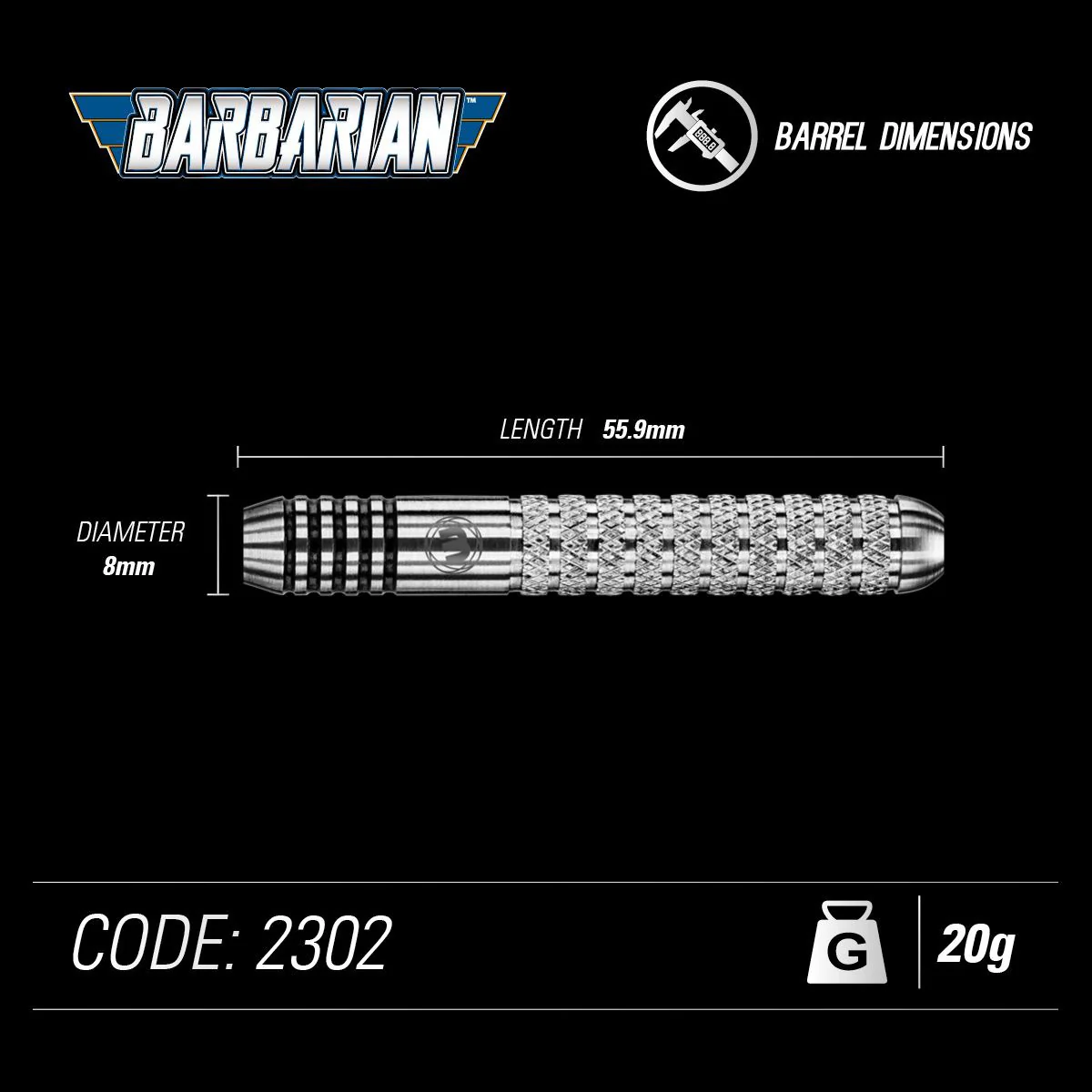 Winmau Barbarian Inox Steel 20G Darts - Image 4
