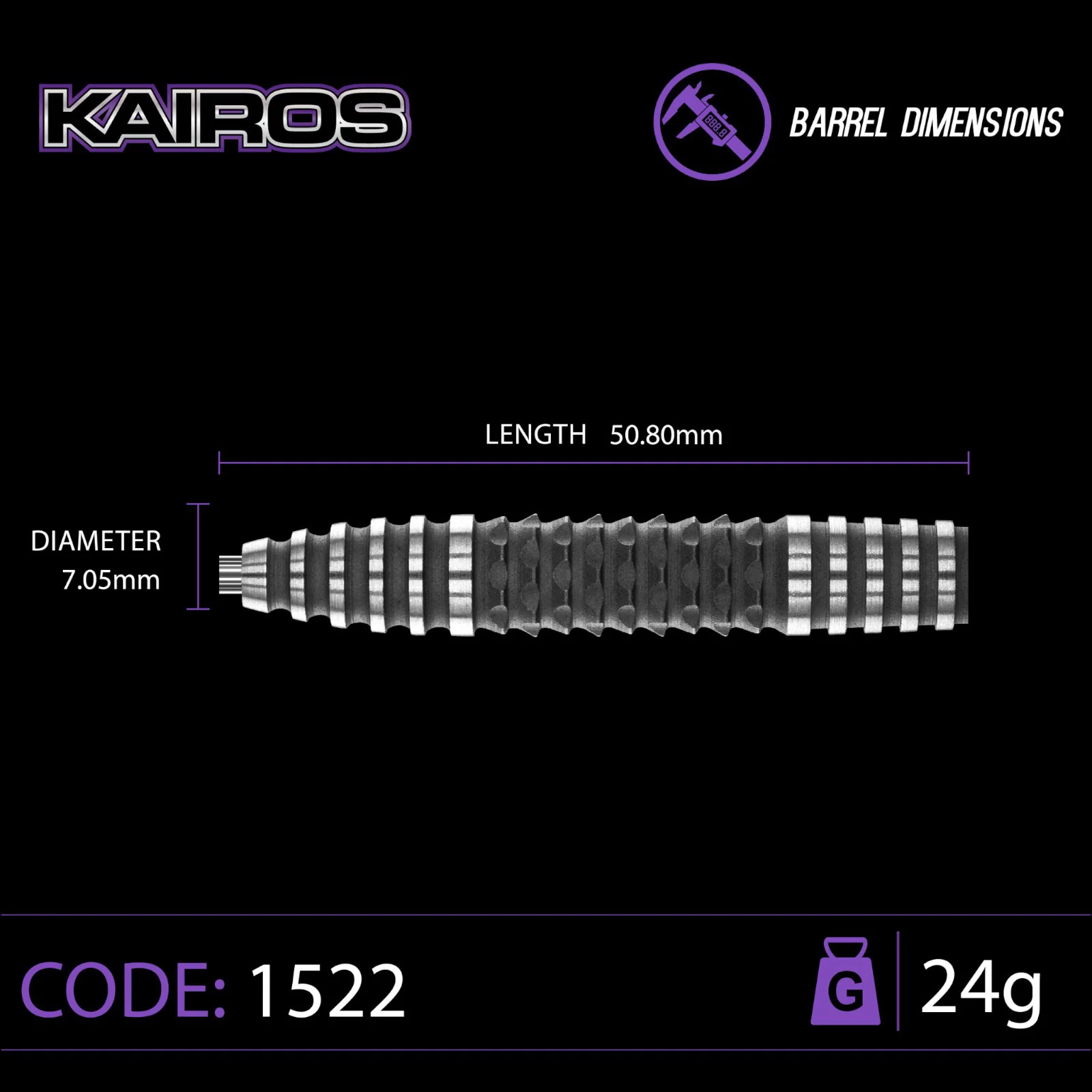 Winmau Kairos 24g 90% Tungsten Steel-Tip Darts - Image 5