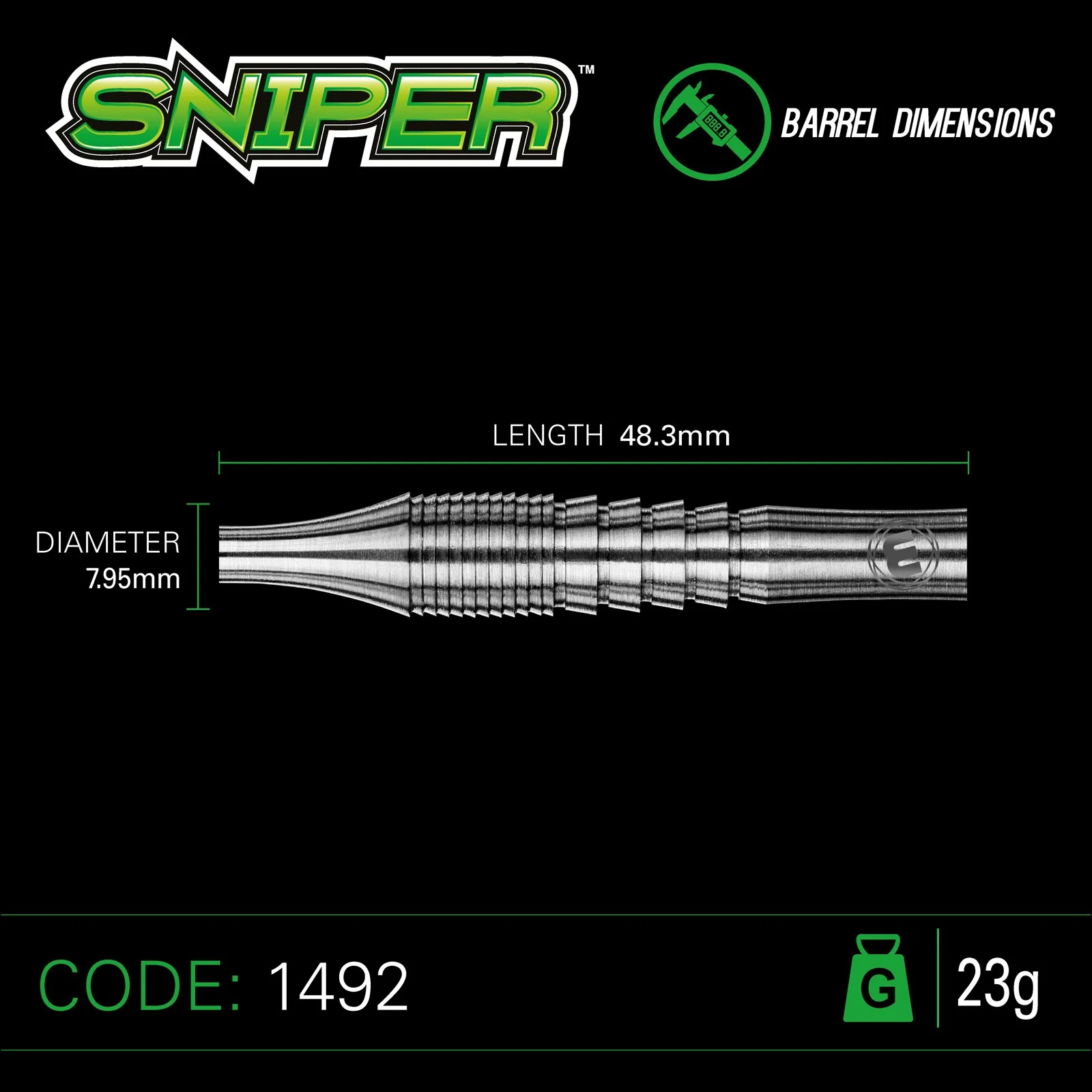 Winmau Sniper 90% Tungsten Barrel 23G Steel Tip Darts - Image 4